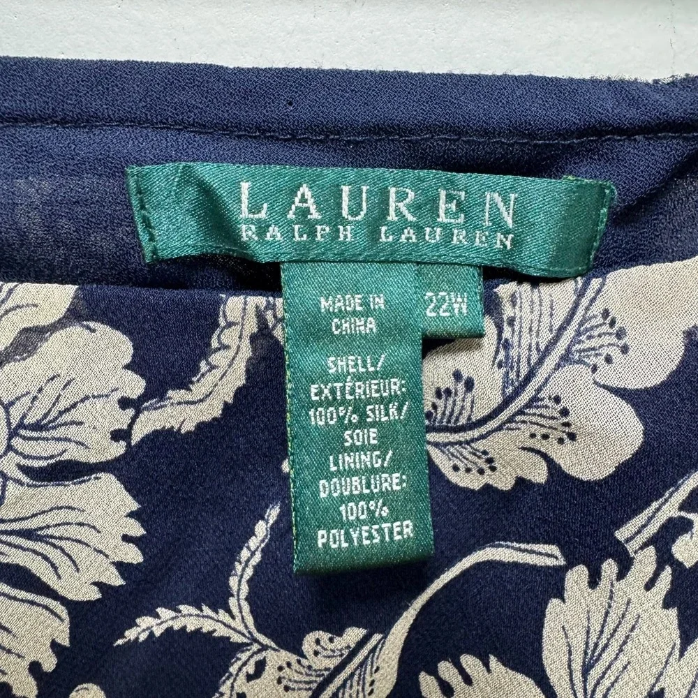 Lauren Ralph 100% Silk Floral Georgette Maxi Skirt Size 22W Cottagecore High Low